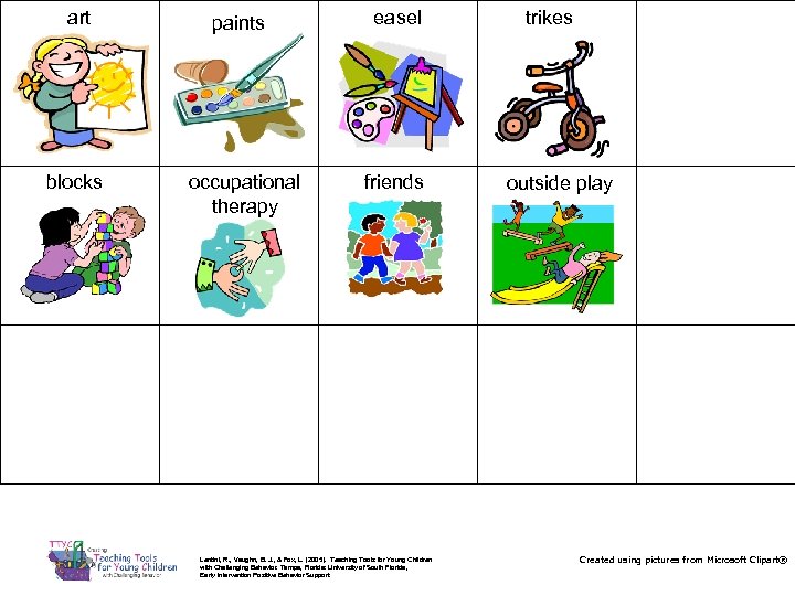 art blocks paints occupational therapy easel friends Lentini, R. , Vaughn, B. J. ,