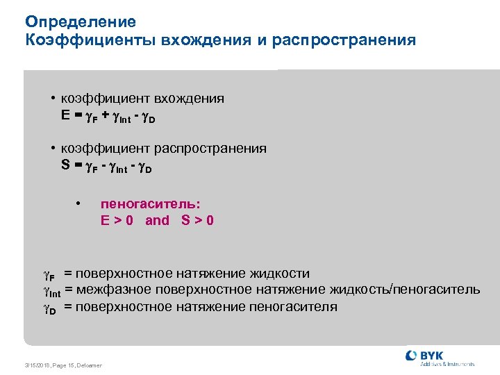 Определение Коэффициенты вхождения и распространения • коэффициент вхождения E = F + int -