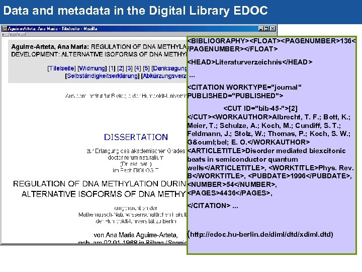 Data and metadata in the Digital Library EDOC 44 <BIBLIOGRAPHY><FLOAT><PAGENUMBER>136< /PAGENUMBER></FLOAT> <HEAD>Literaturverzeichnis</HEAD>. . .