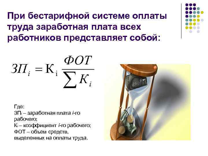 При бестарифной системе оплаты труда заработная плата всех работников представляет собой: Где: ЗПi –