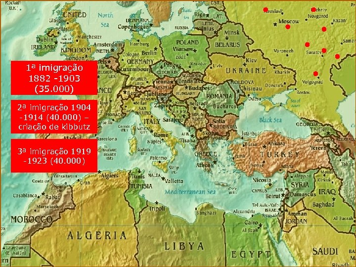 1ª imigração 1882 -1903 (35. 000) 2ª imigração 1904 -1914 (40. 000) – criação