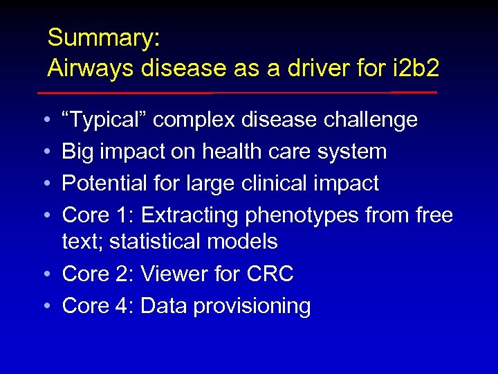 Summary: Airways disease as a driver for i 2 b 2 • • “Typical”