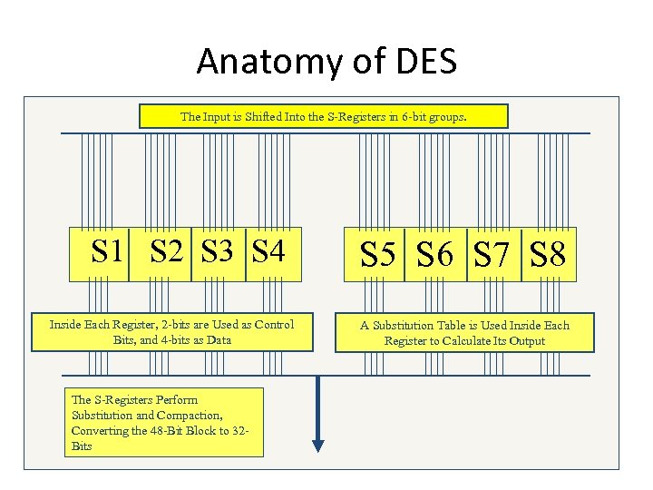 Anatomy of DES The Input is Shifted Into the S-Registers in 6 -bit groups.