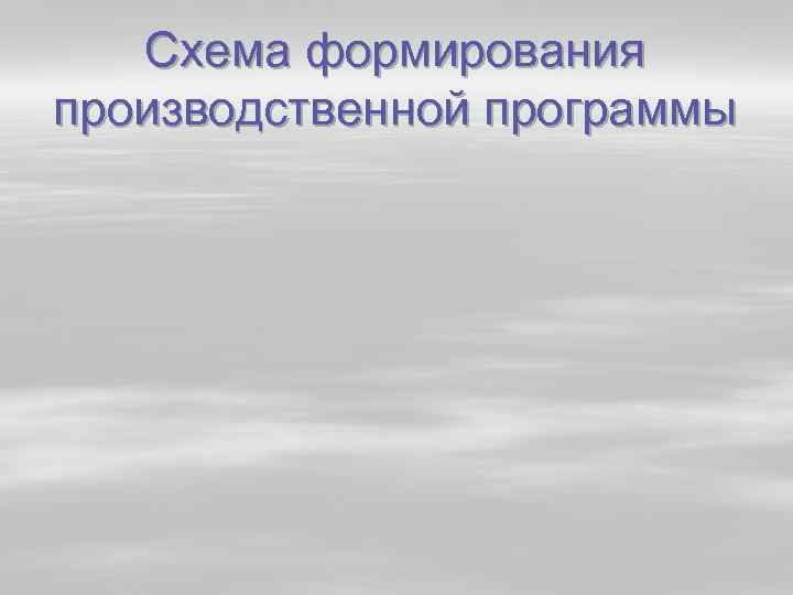 Схема формирования производственной программы 