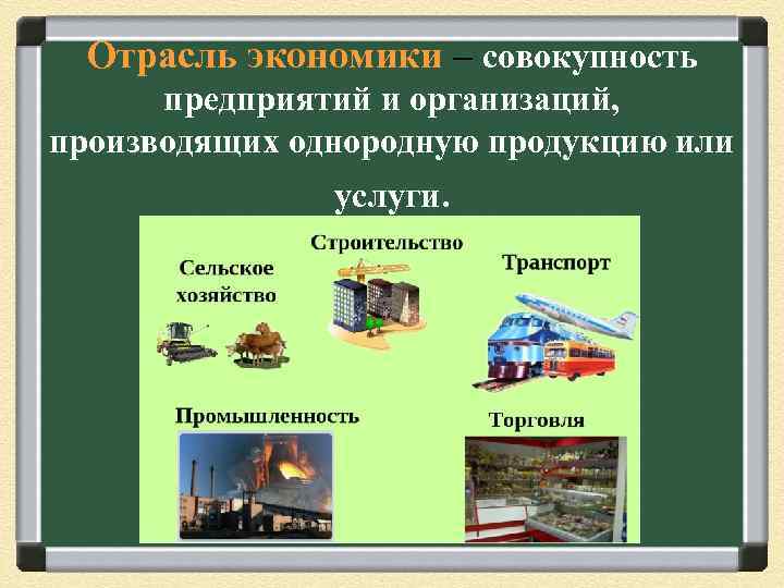 Отрасль экономики – совокупность предприятий и организаций, производящих однородную продукцию или услуги. 