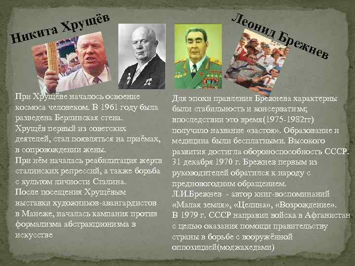 Ни кита ущёв Хр При Хрущёве началось освоение космоса человеком. В 1961 году была