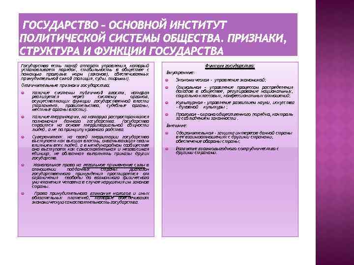 Государство есть такой аппарат управления, который устанавливает порядок, стабильность в обществе с помощью правовых