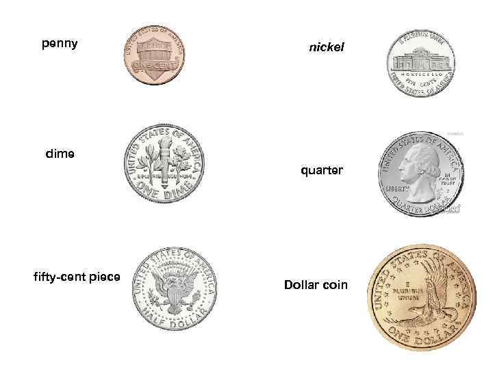 penny nickel dime quarter fifty-cent piece Dollar coin 