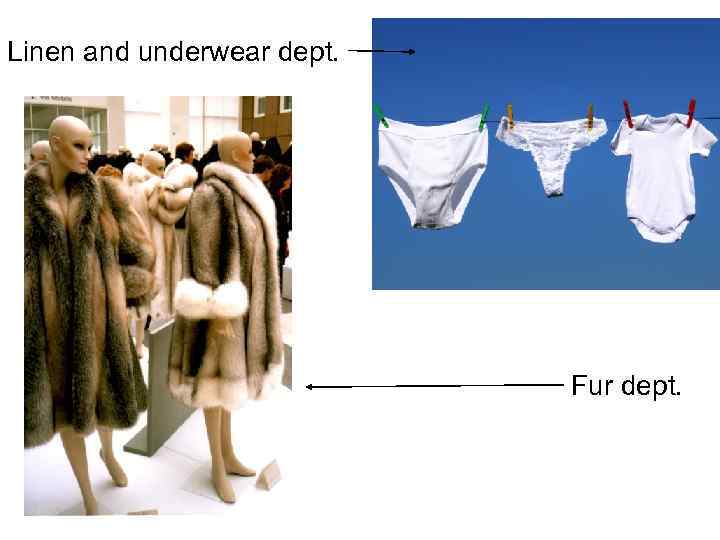 Linen and underwear dept. Fur dept. 