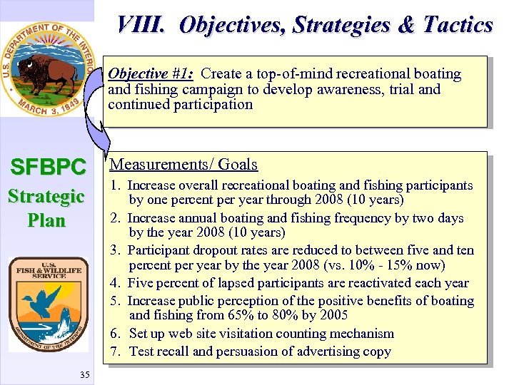 VIII. Objectives, Strategies & Tactics Objective #1: Create a top-of-mind recreational boating and fishing