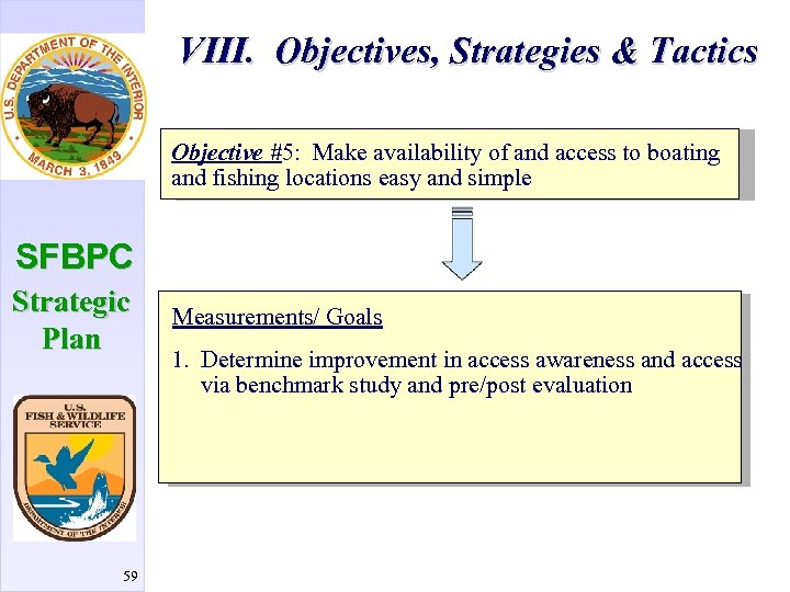 VIII. Objectives, Strategies & Tactics Objective #5: Make availability of and access to boating