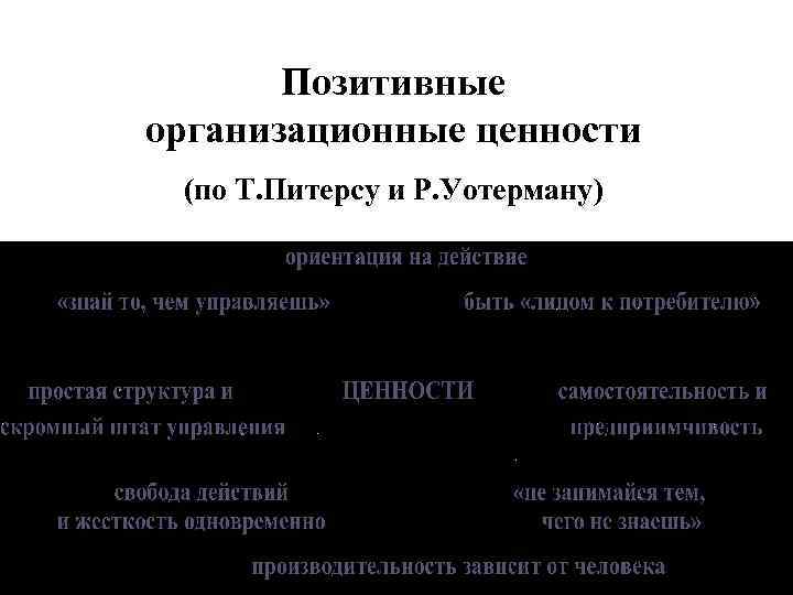 Позитивные организационные ценности (по Т. Питерсу и Р. Уотерману) 