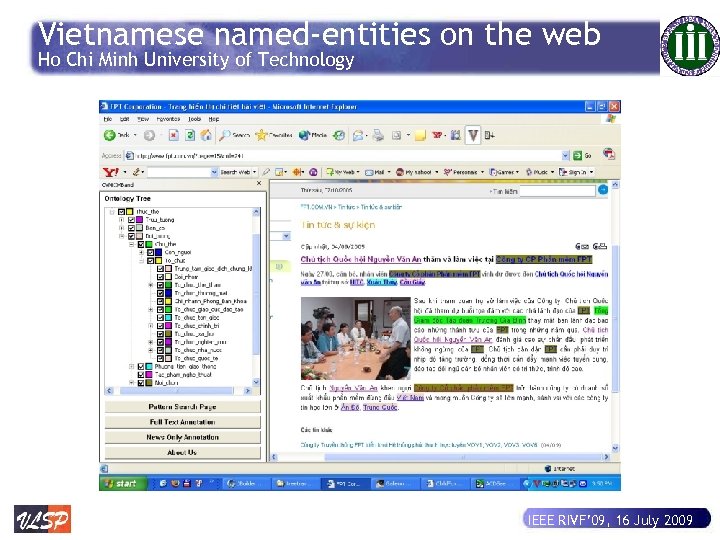 Vietnamese named-entities on the web Ho Chi Minh University of Technology IEEE RIVF’ 09,