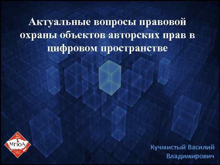 Актуальные вопросы правовой охраны объектов авторских прав в цифровом пространстве Кучмистый Василий Владимирович 