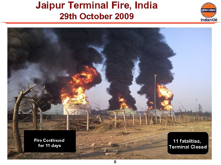 Jaipur Terminal Fire, India 29 th October 2009 Fire Continued for 11 days 11