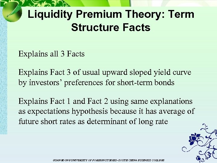 Liquidity Premium Theory: Term Structure Facts Explains all 3 Facts Explains Fact 3 of