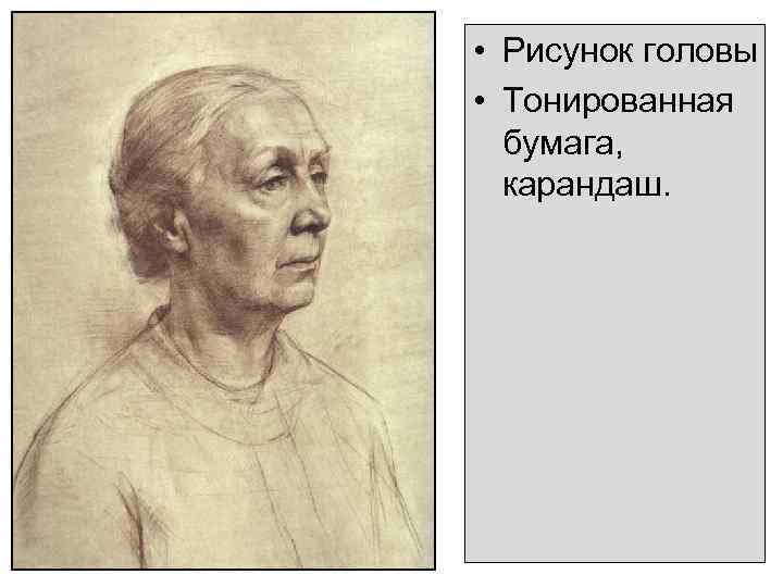  • Рисунок головы • Тонированная бумага, карандаш. 