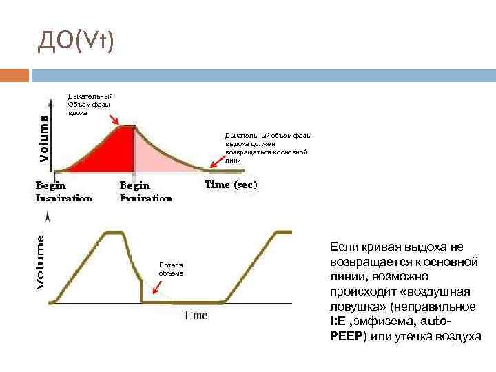 ДО(Vt) Дыхательный Объем фазы вдоха Дыхательный объем фазы выдоха должен возвращаться к основной лини