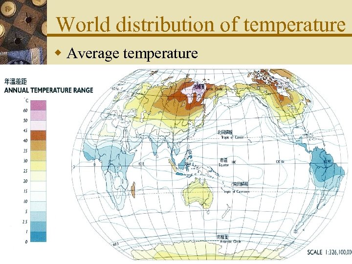 World distribution of temperature w Average temperature 