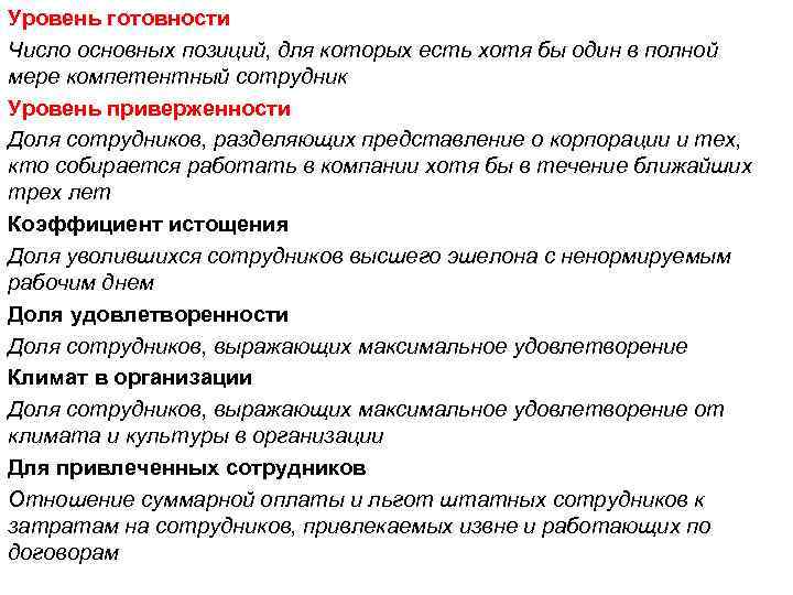 Уровень готовности Число основных позиций, для которых есть хотя бы один в полной мере