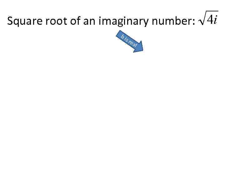 Square root of an imaginary number: bi sr ea l 