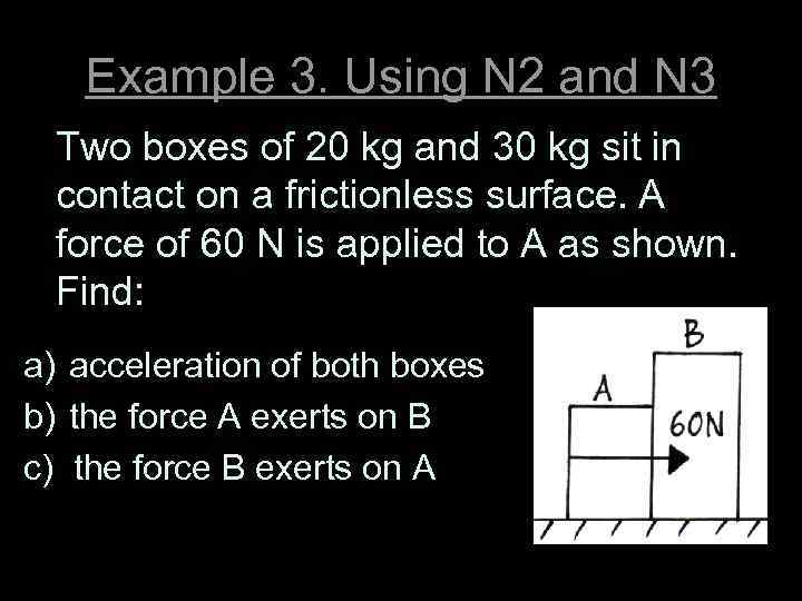 Example 3. Using N 2 and N 3 Two boxes of 20 kg and