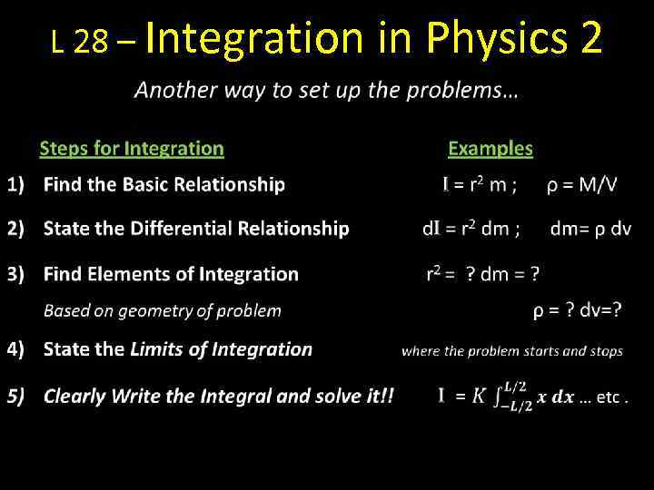 L 28 – Integration in Physics 2 