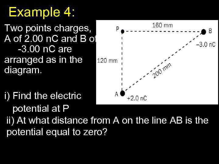 Example 4: Two points charges, A of 2. 00 n. C and B of