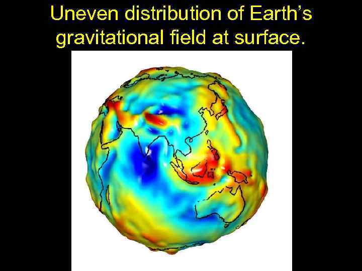 Uneven distribution of Earth’s gravitational field at surface. 