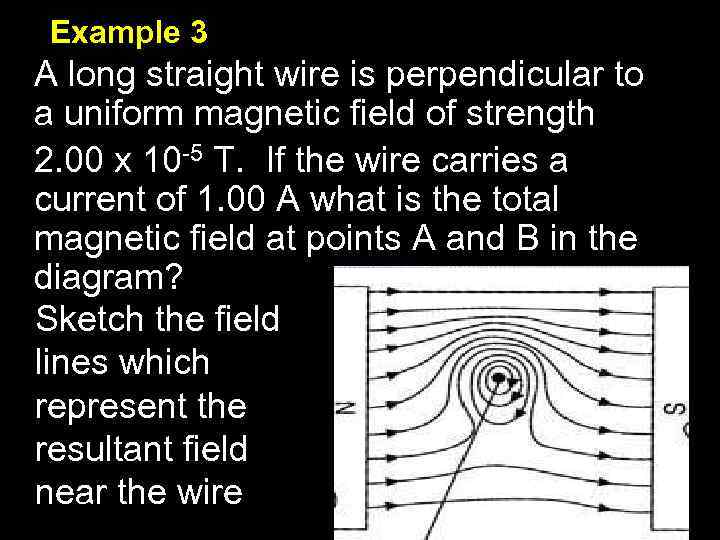 Example 3 A long straight wire is perpendicular to a uniform magnetic field of