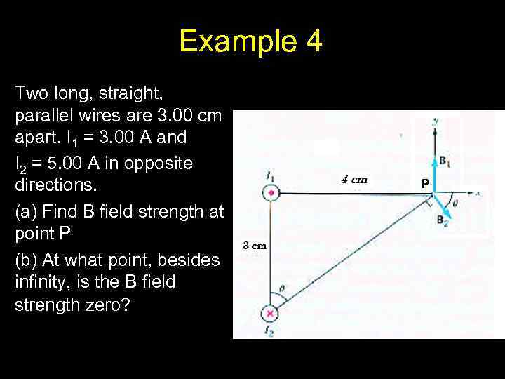Example 4 Two long, straight, parallel wires are 3. 00 cm apart. I 1