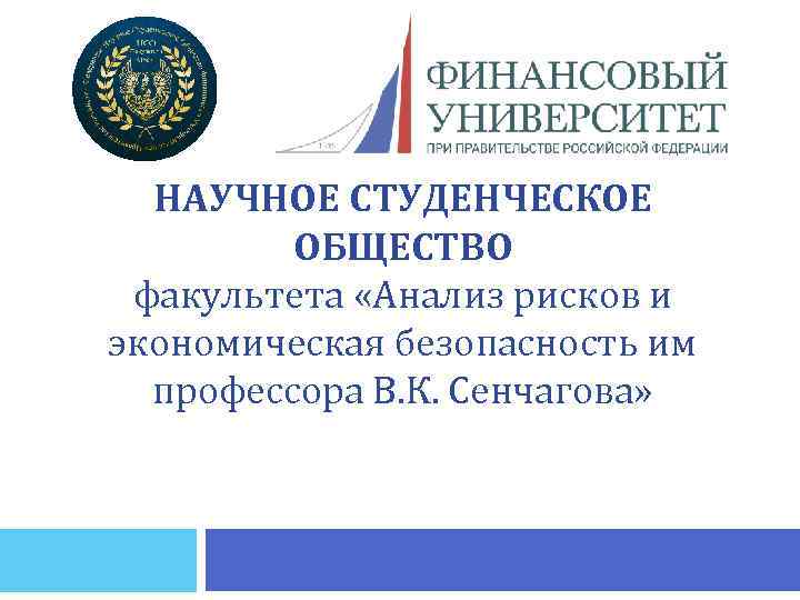НАУЧНОЕ СТУДЕНЧЕСКОЕ ОБЩЕСТВО факультета «Анализ рисков и экономическая безопасность им профессора В. К. Сенчагова»