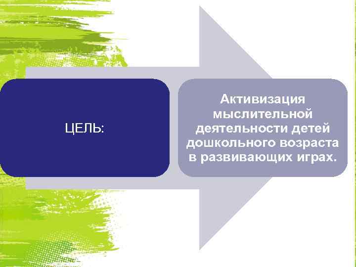 ЦЕЛЬ: Активизация мыслительной деятельности детей дошкольного возраста в развивающих играх. 