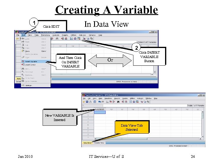 Creating A Variable 1 Click EDIT In Data View 2 And Then Click On