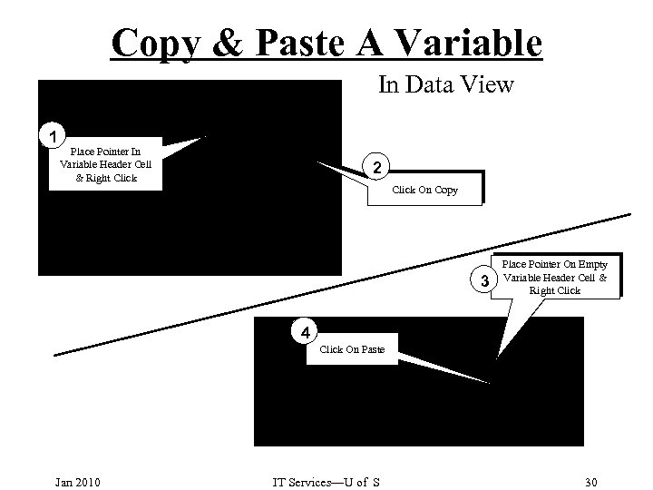 Copy & Paste A Variable In Data View 1 Place Pointer In Variable Header