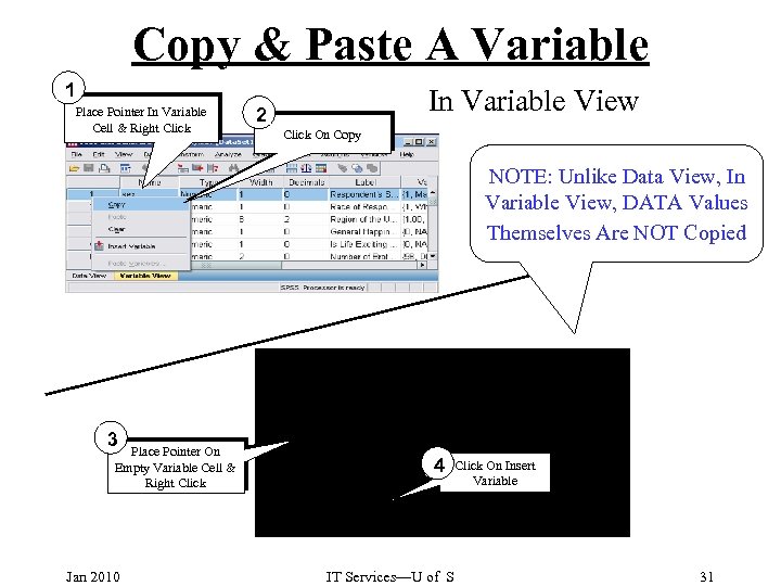 Copy & Paste A Variable 1 Place Pointer In Variable Cell & Right Click