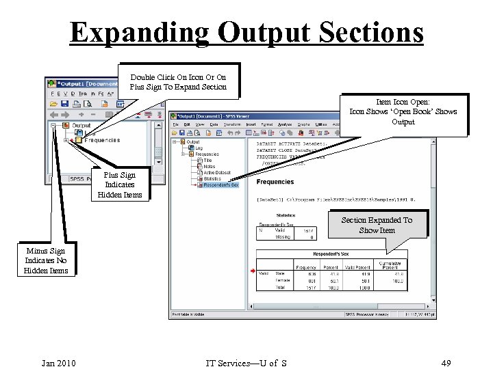 Expanding Output Sections Double Click On Icon Or On Plus Sign To Expand Section