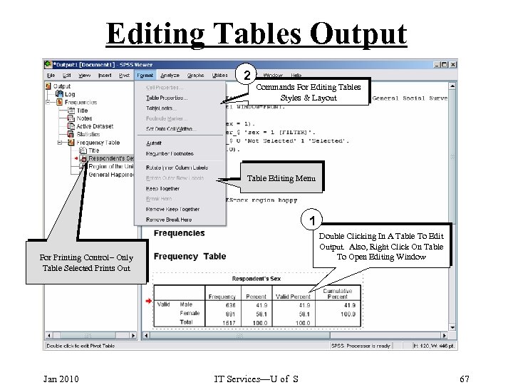 Editing Tables Output 2 Commands For Editing Tables Styles & Layout Table Editing Menu