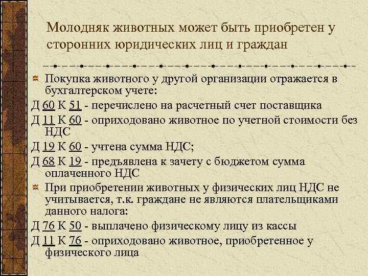 Молодняк животных может быть приобретен у сторонних юридических лиц и граждан Покупка животного у