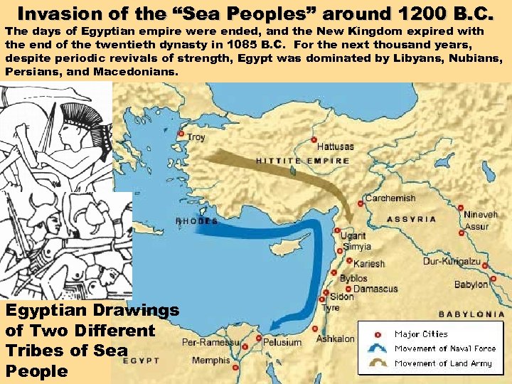 Invasion of the “Sea Peoples” around 1200 B. C. The days of Egyptian empire