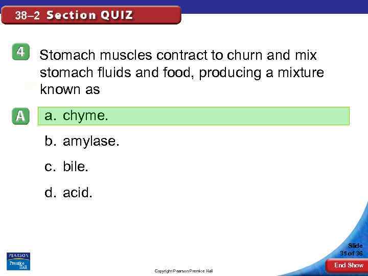 38– 2 Stomach muscles contract to churn and mix stomach fluids and food, producing