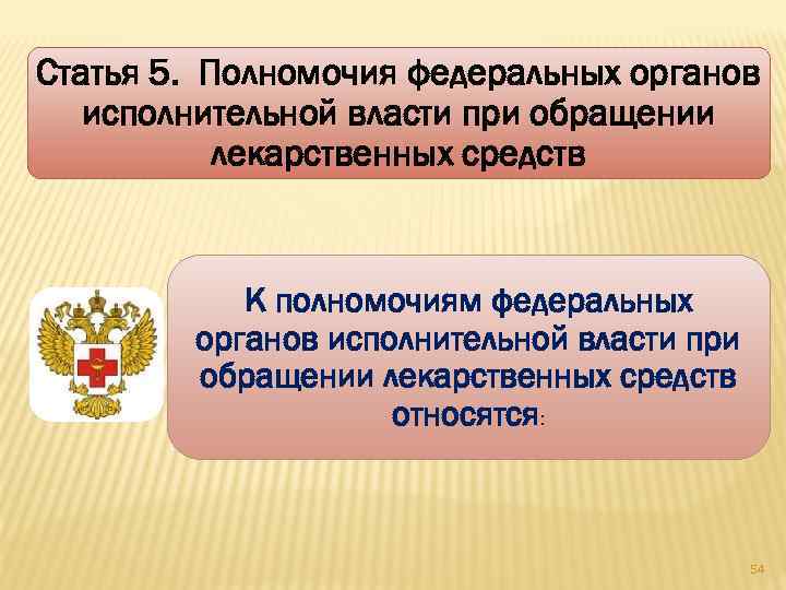 Статья 5. Полномочия федеральных органов исполнительной власти при обращении лекарственных средств К полномочиям федеральных