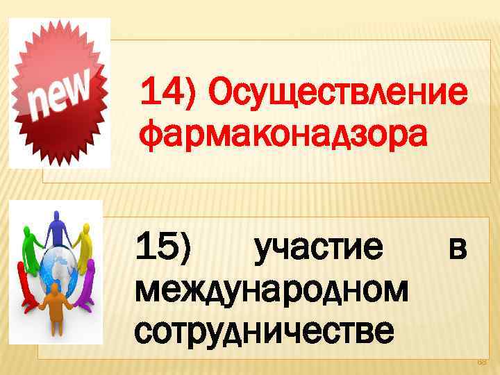 14) Осуществление фармаконадзора 15) участие в международном сотрудничестве 68 