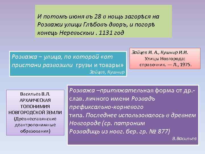 И потомъ июня въ 28 в нощь загорѣся на Розважи улици Глѣбовъ дворъ, и