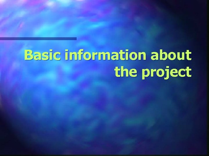 Basic information about the project 