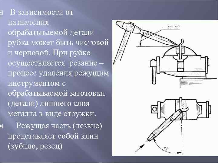  В зависимости от назначения обрабатываемой детали рубка может быть чистовой и черновой. При