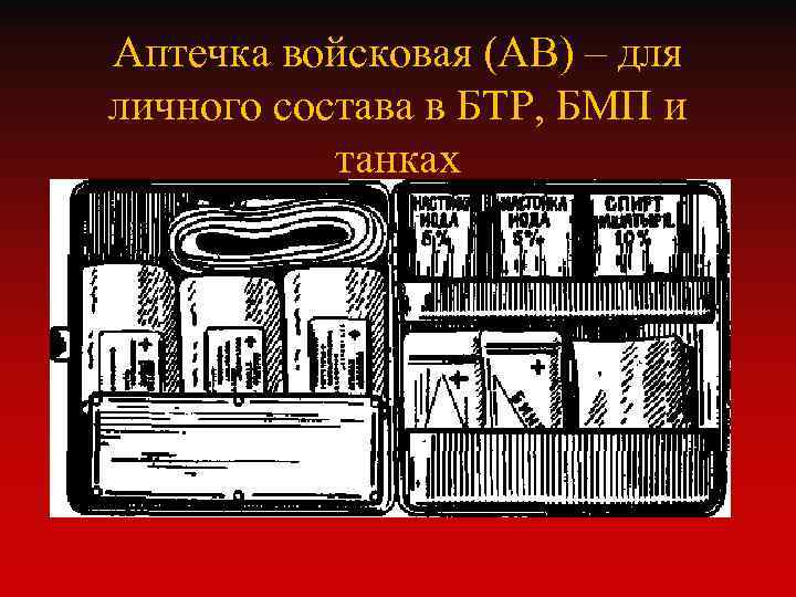 Аптечка войсковая (АВ) – для личного состава в БТР, БМП и танках 