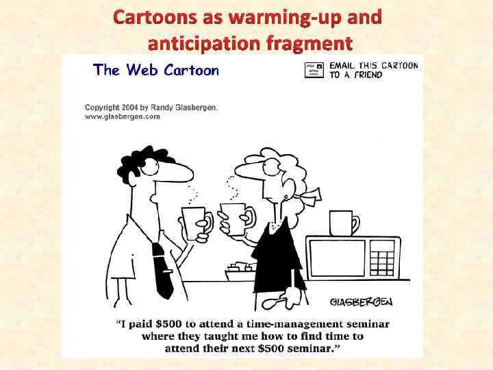 Cartoons as warming-up and anticipation fragment 