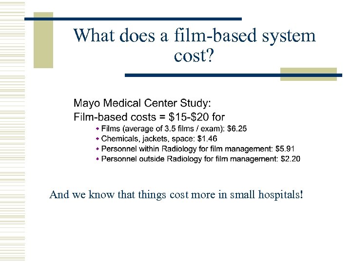 What does a film-based system cost? And we know that things cost more in