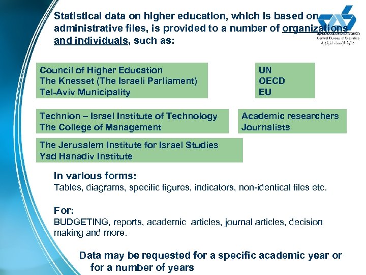 Statistical data on higher education, which is based on administrative files, is provided to